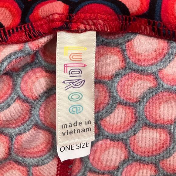 Lularoe Red Print Super Soft Leggings One Size - Picture 2 of 2